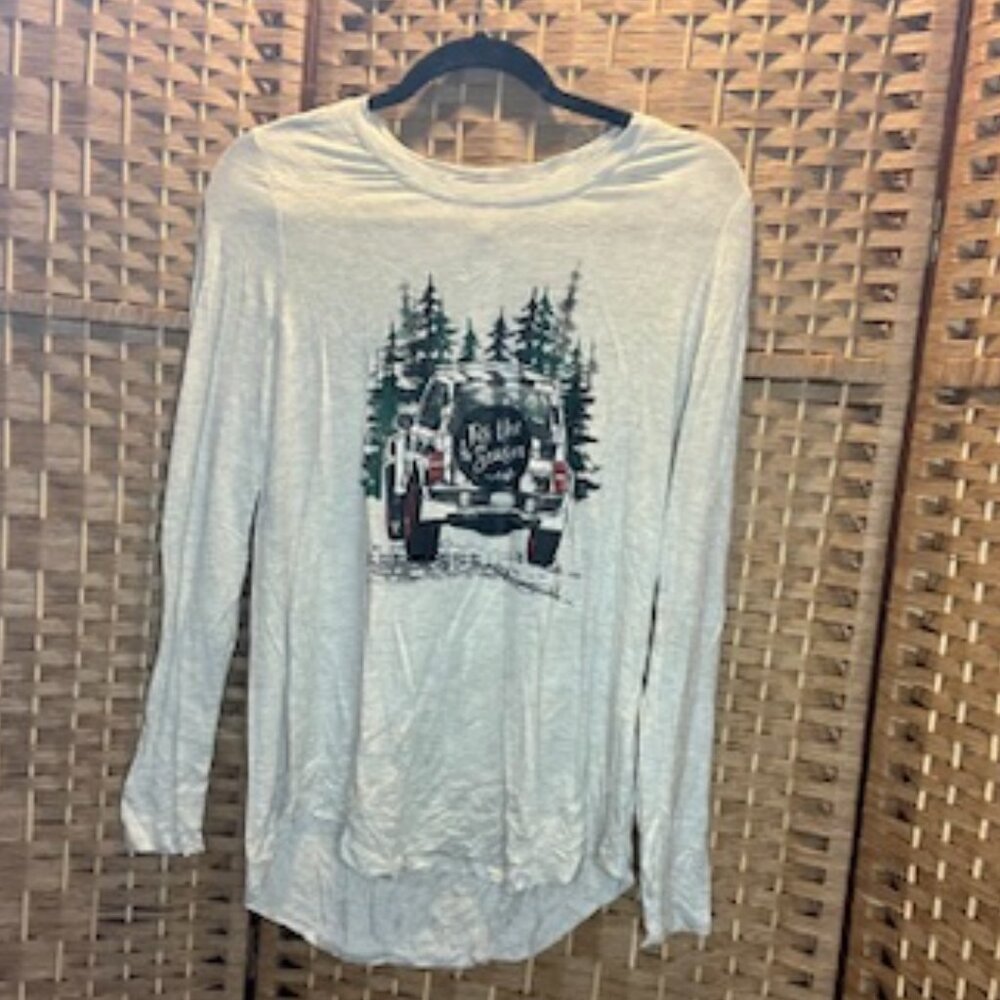 Maurices | Grey | "Tis the Season" Christmas Jeep Long Sleeve Tee